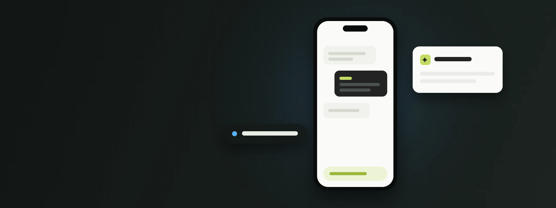 Business app with an AI assistant conversation and smart suggestion card